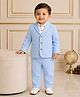 My Milestones Cotton Woven Full Sleeves Solid Shirt & Trousers Set With Blazer - White & Blue
