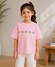 My Milestones 100% Cotton Woven Half Sleeves Floral Embroidered Tee - Pink