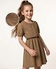 Hola Bonita Knit Dress and Belt with Half Sleeves - Brown