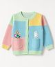 Babyhug Knit Full Sleeves Floral Embroidered Front Open Sweater With Bunny Patch - Turquoise