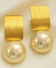 KIMTI Gold Rectangular Pearl Stud Earring