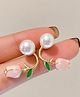 KIMTI Pink Tulip Pearl Stud Earrings