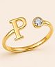 KIMTI  18K Gold Plated Adjustable Initial 'P' Letter Charm Ring