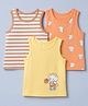 Babyoye Cotton Lycra Knit with Anti Bacterial Finish Sleeveless Vest with Stripes and Elephant Print Pack of 3 - Yellow Peach & Orange