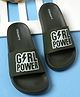 Glissers Girl Power Text Designed Sliders - Olive Green