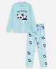 Nap Chief Cotton Blend Knit Full Sleeves Napping Panda Printed Tee & Pajama Set - Sky Blue