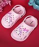 Glissers Unicorn Applique Detailed Perforated Slingback Clogs - Pink