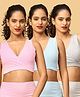 The Mom Store Cotton Knit Pack Of 3 Sleeveless Solid Maternity Bras - Pink Grey & Sky Blue