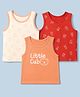 Babyoye Cotton Lycra Knit Vests with Sleeveless and Little Cub Print in Maroon Pack of 3
