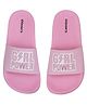 Glissers Girl Power Text Designed Sliders - Pink
