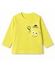 Zero Cotton Sinker Knit T-Shirt with Full Sleeves and Character Print in Yellow