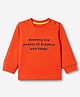 Zero Sinker Knit Full Sleeves T-Shirt With Slogan Embroidery - Orange