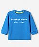 Zero Sinker Knit Full Sleeves T-Shirt With Slogan Embroidery - Royal Bllue