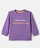 Zero Sinker Knit Full Sleeves T-Shirt With Slogan Embroidery - Purple