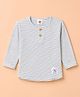 Zero Cotton Sinker Knit T-Shirt with Full Sleeves and Striped Print in Blue