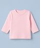 Zero Sinker Knit Solid T-Shirt with Full Sleeves & Round Neck in Pink