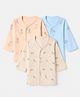 Zero Sinker Knit Full Sleeves Jhablas with Horse Elephant & Teddy Bear Print Pack of 2 - Blue, Peach, Beige