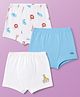 Babyoye 95/5 Cotton/Lycra Knit Trunks With Animal Print Pack of 3 - Offwhite, White & Blue