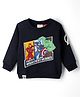 Ollypop Marvel Fleece Knit Sweatshirt with Full Sleeves and Avengers Print - Navy Blue