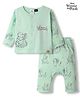 Ollypop Disney Sinker Knit Full Sleeves T-Shirt & Pyjama Night Suit with Winnie the Pooh Graphics - Sea Green