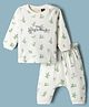 Ollypop Interlock Knit Full Sleeves T-Shirt & Diaper Pant with The Jungle Book Print - Cream