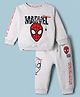 Ollypop Marvel Fleece Knit Full Sleeves T-Shirt & Jogger Winter Wear Suit Set with Spider-man Patch - Grey