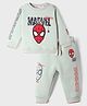 Ollypop Marvel Fleece Knit Full Sleeves T-Shirt & Jogger Winter Wear Suit Set with Spider-man Patch - Sea Green
