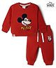 Ollypop Fleece Knit Full Sleeves Mickey Mouse Embroidered Winter Wear Suit - Rust Orange