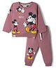 Ollypop Looper Knit Full Sleeves T-Shirt & Pant Set With Mickey Mouse Graphic - Rose Gold
