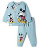Ollypop Disney Knit Full Sleeves T-Shirt & Pant Set With Mickey Mouse Graphic - Light Blue
