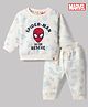 Oilypop Fleece Knit Full Sleeves Cords Winter Night Suit With Spiderman Graphic - Cream