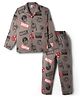Ollypop Marvel Sinker Knit Full Sleeves Shirt & Pyjama Night Suit Co-ords Sets With Thor Graphic - Grey