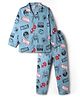 Ollypop Marvel Sinker Knit Full Sleeves Shirt & Pyjama Night Suit Co-ords Sets With Thor Graphic - Sky Blue