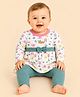 CANDY HOUSE Knitted Knit Full Sleeves Sea Life Printed Top & Leggings Set - White
