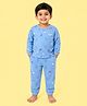 CANDY HOUSE Knitted Knit Full Sleeves Gaming Theme Printed Coordinating Tee & Pajama Night Suit - Blue