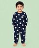 CANDY HOUSE Knitted Knit Full Sleeves Bear Printed Coordinating Tee & Pajama Night Suit - Navy Blue