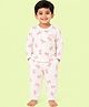 CANDY HOUSE Muslin Woven  Full Sleeves Bow Printed Coordinating Shirt & Pajama Night Suit - Off White