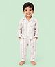 CANDY HOUSE Muslin Woven Elephant Printed Coordinating Shirt & Pajama Night Suit - White