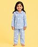 CANDY HOUSE Knitted Knit Full Sleeves Bunny Printed Coordinating Top & Pajama Night Suit - Sky Blue