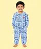 CANDY HOUSE Knitted Knit Full Sleeves Paris Theme Printed Coordinating Shirt & Pajama Night Suit - Blue