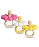 ZoZoBaa Silicone Baby Flower Teether for 0-24 Months, BPA-Free Food Grade Silicone Teething Toy, Soft & Safe Gum Relief, Easy Grip Handle, Non-Toxic Teether for Babies -Pack of 3,Yellow,Pink and White