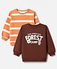 Babyhug 100% Cotton Terry Knit Sweatshirts with Full Sleeves and Bear & Text Print in Pack of 2 in Brown & Orange