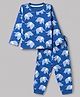 Babyhug Cotton Knit Full Sleeves Co-Ords T-Shirt & Pyjama Night Suit with Elephant Print - Blue