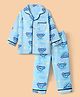 WOW Clothes Cotton Woven Co-ord Shirt & Pyjama Night Suit with Vehicle Print in Sky Blue