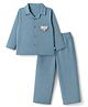 Wow Clothes Cotton Woven Full Sleeves Shirt & Pyjama Night suit with Elephant Patch - Teal Blue