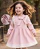 Mark & Mia Full Sleeves Frock With With Bow Applique & Frill Lace Detailing - Pink