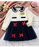 Mark & Mia Full Sleeves Frock with Bow Applique & Love Text Patch - Beige