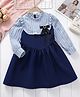 Mark & Mia Full Sleeves Frock with Round Neck and Striped Print in Blue
