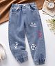 Mark & Mia Denim Woven Washed Full Length Jogger Jeans with Play Football Print in Light Blue