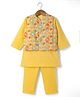 Babyhug Select Cambric Woven Full Sleeves Kurta Pyjama with Hakkoba Printed Jacket - Yellow